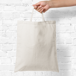 Cotton grocery tote bag 38 x 42 cm with short handles - natural Clothing and underwear