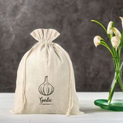 Bag like linen with printing 22 x 30 cm - for garlic (EN) Linen bags