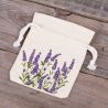 Cotton pouches 8 x 10 cm - natural with print lavender Cotton bags