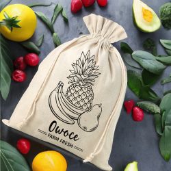 Bag like linen 30 x 40 cm with printing - fruits Natural light bags