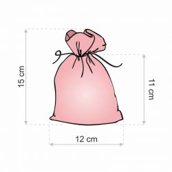 Burlap bag 12 cm x 15 cm - light pink Valentine's Day