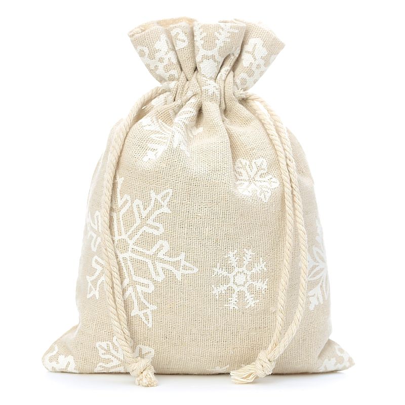 10 pcs Pouches like linen with printing 15 x 20 cm - natural / snow 