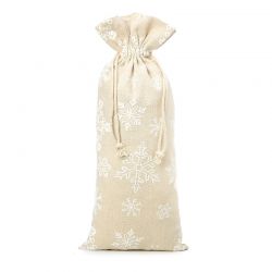 Pouch like linen with printing 16 x 37 cm - natural / snow Christmas bag