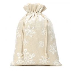 Bag like linen with printing 26 x 35 cm - natural / snow Christmas bag