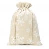 Bag like linen with printing 26 x 35 cm - natural / snow Christmas bag