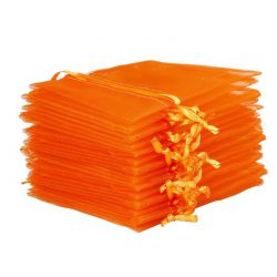 Organza bag 7 x 9 cm - orange Valentine's Day