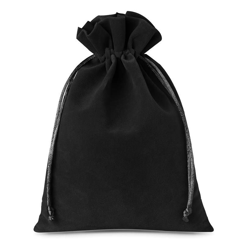 5 pcs Velvet pouches 15 x 20 cm - black