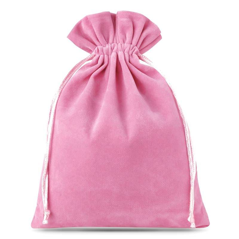 5 pcs Velvet pouches 15 x 20 cm - light pink