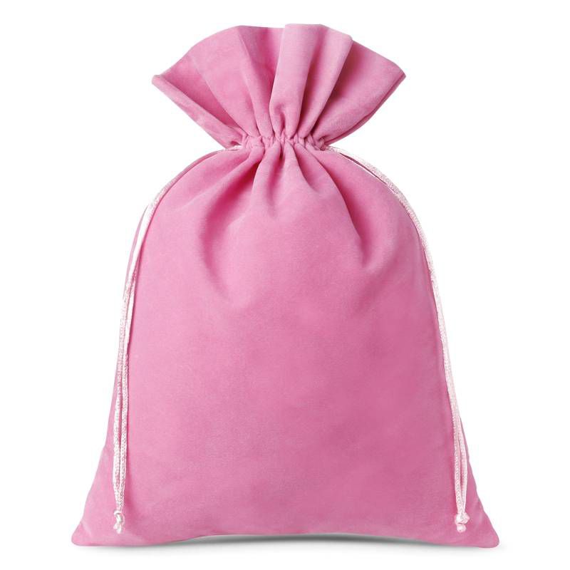 3 pcs Velvet pouches 26 x 35 cm - light pink 