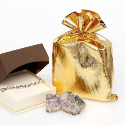 Metallic bags 15 x 20 cm - gold Valentine's Day