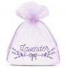 Organza bags 10 x 13 cm - light purple with print (lavender) Light purple bags