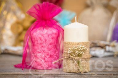 An organza bag is an elegant packaging option for candles
