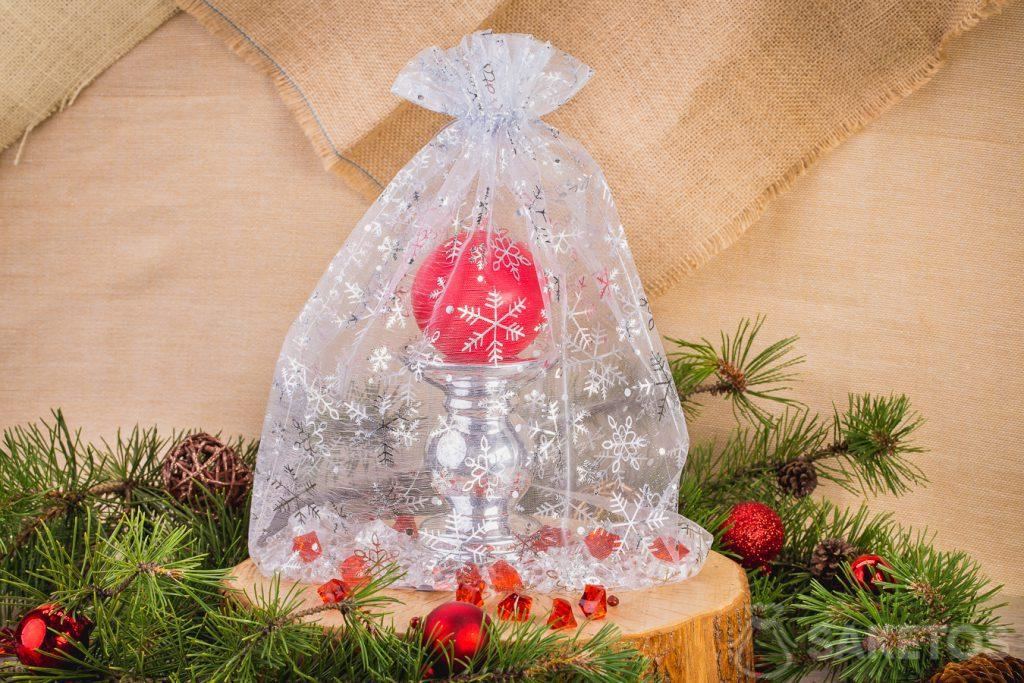 An organza bag is perfect as a Christmas decoration