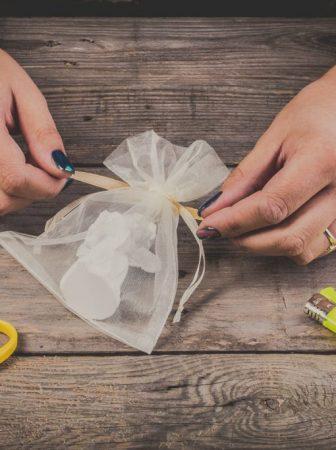 How to make a bow using a ribbon on an organza bag - step 2