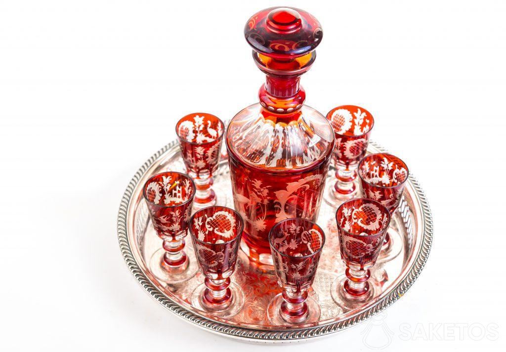 An elegant gift set with a carafe and glasses for serving liqueur