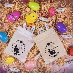 Cotton bags decorated with Easter print with space for company logo