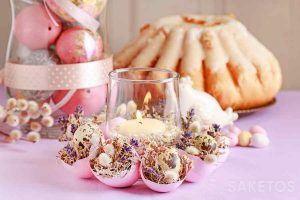 DIY Easter decorations - a candle holder made from eggshells