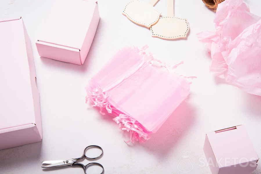 Organza bags and personalized tags
