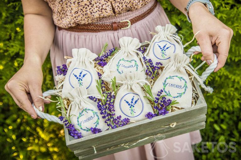 Decorative linen pouches with dried lavender