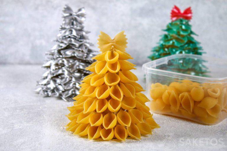 Christmas tree made from pasta - a great DIY creative play idea for children