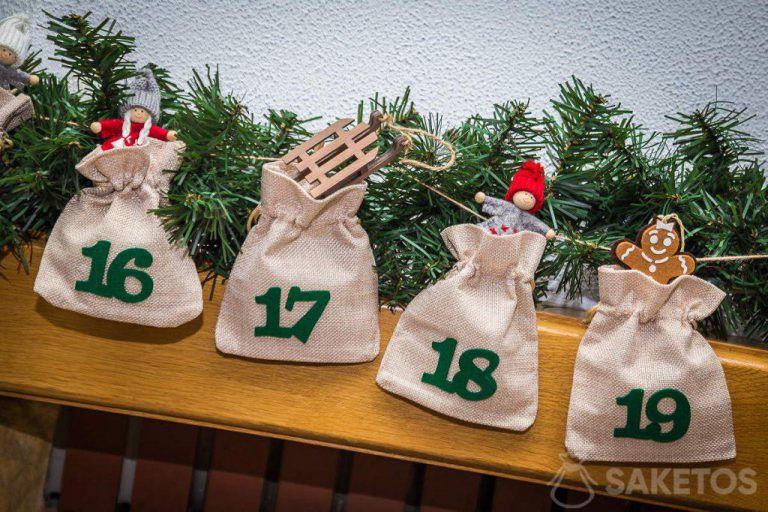 Advent calendar with Christmas tree decorations