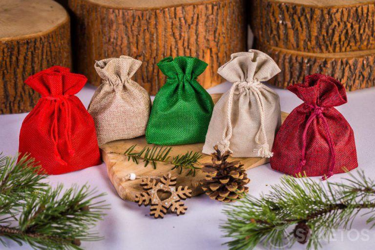 Linen and jute Christmas bags