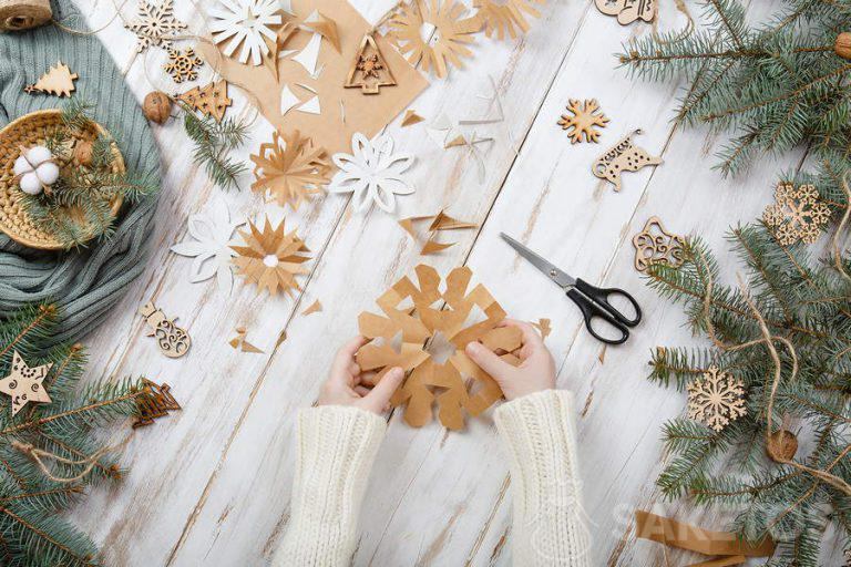 Eco Christmas ornaments made of grey paper