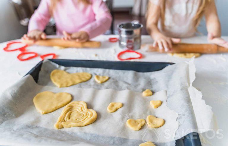 Heart-shaped cookies prepared by grandchildren for Grandma and Grandpa