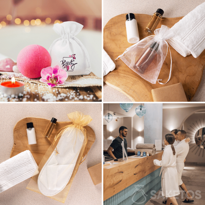 Bags for hotel toiletries and guest accessories