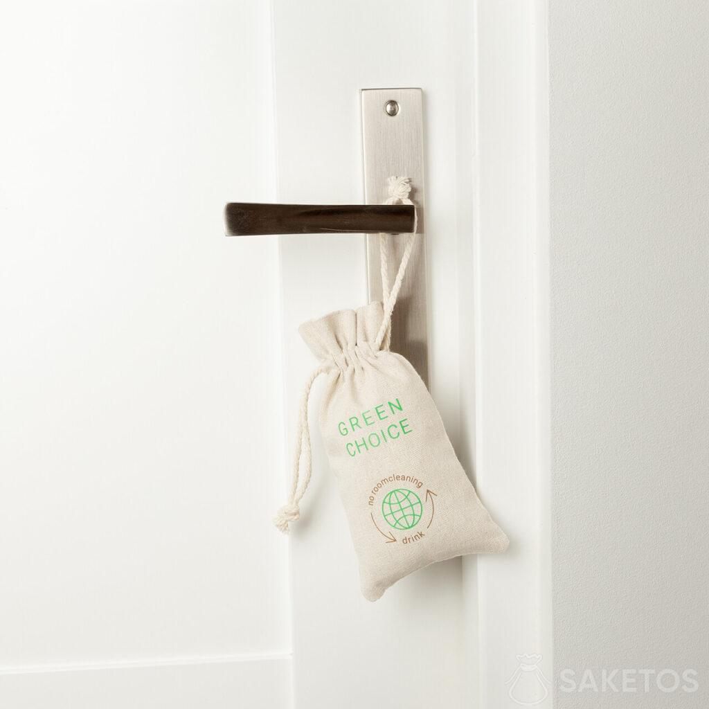 A door hanger bag instead of a hotel door sign