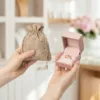 Jute pouches for jewelry, packaging sets.