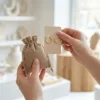 Jute bags for earrings and jewellery packaging.