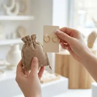Jute bags for earrings and jewellery packaging.