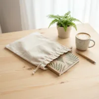 Homepage 24 Linen bags as eco-friendly packaging for notebooks and souvenirs.