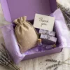 Jute pouches for natural lavender scented soaps.