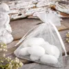White organza bags for wedding almonds, wedding favors for guests.