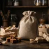 Jute bags filled with sweets and fudge.