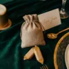 Mini Jute wedding favour bags for guests.