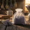 Organza bags filled with dried lavender in a rustic style.