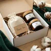 Gift set with cosmetics and cotton bags in a box.
