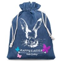 26 x 35 cm denim bag with a bunny print/2 Valentine's Day