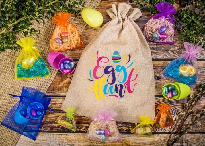 30 x 40 cm jute bag with a print featuring eggs Burlap bags / Jute bags