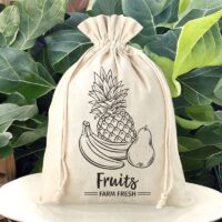 Bag like linen 30 x 40 cm with printing - fruits (EN) Linen bags