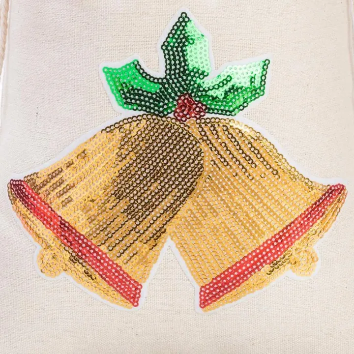 Bag like linen with printing 26 x 35 cm - natural / Christmas Bells Linen Bags
