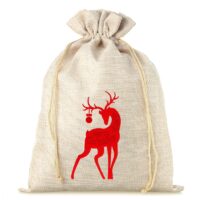 Burlap bag 26 cm x 35 cm - Christmas - Deer Christmas bag