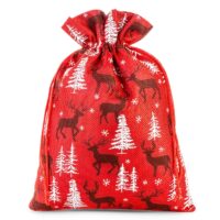 Jute bag 26 cm x 35 cm - red / reindeer Christmas bag