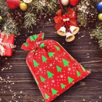Jute bag 30 x 40 cm - red / Christmas tree Burlap bags / Jute bags