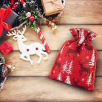 Jute bag 30 x 40 cm - red / reindeer Burlap bags / Jute bags