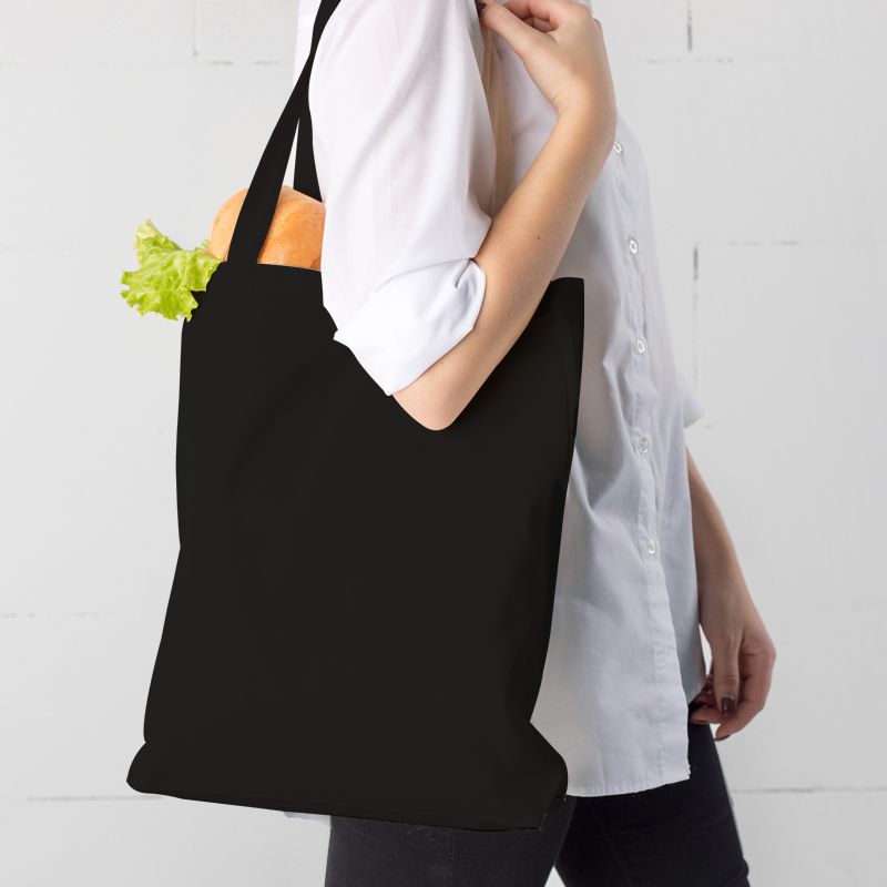 Black fabric tote bag hotsell