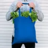 Cotton grocery tote bag 38 x 42 cm with long handles - blue Cotton bags